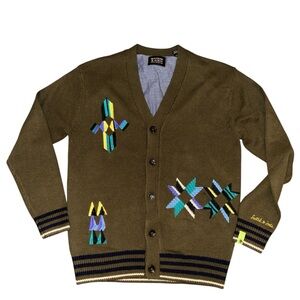 Scotch & Soda Amsterdam Embroidered Cardigan Sweater Adult Medium Green Multicol